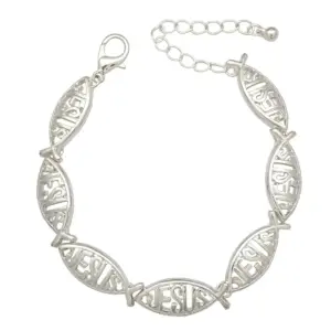 RechicGu Jesusfisch Armband Silberfarben mit JESUS-Schriftzug