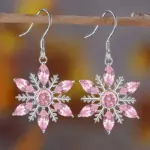 Huitan Schneeflocken-Ohrringe mit rosa Zirkonia – Hauptansicht
