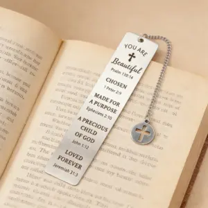 Christliches Bibel-Lesezeichen You Are mit 5 Bibelversen und Kreuz-Charm