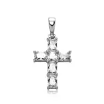 Baguette Kreuz Anhänger Iced Out in Silberoptik mit Zirkonia