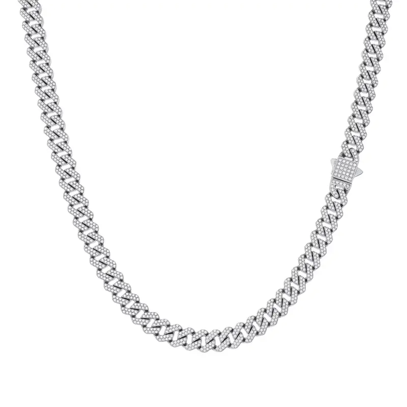 Silberfarbene 8-mm-Cuban-Chain – Nahaufnahme