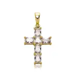 Baguette Kreuz Anhänger Iced Out in Goldoptik mit Zirkonia