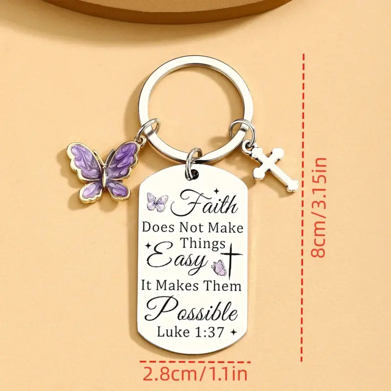 Christlicher Schlüsselanhänger mit Kreuzmotiv – weitere Ansicht