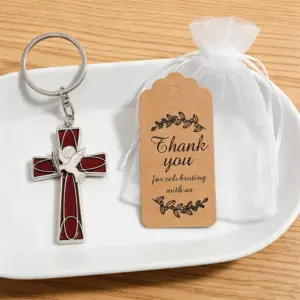 IHS Kreuz mit Taube als Gastgeschenk mit Organzabeutel und Dankeschön-Anhänger