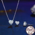 Herz Schmuckset aus 925 Silber – Kette und Ohrstecker in Herzform