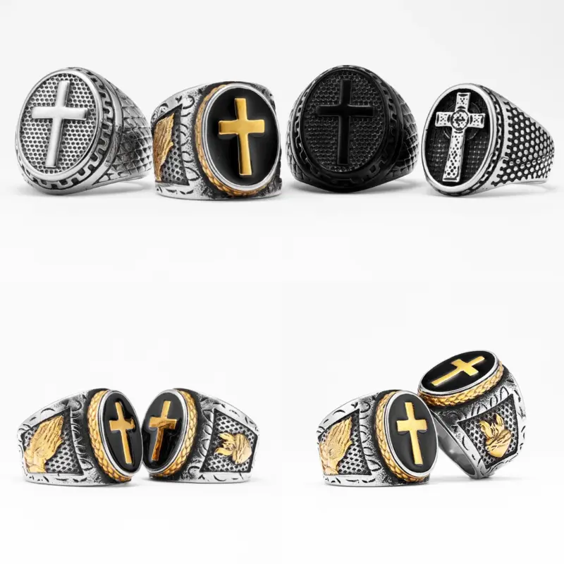 Metal Town Kreuz-Siegelringe – fünf unterschiedliche christliche Ringdesigns, Lieferantenübersicht