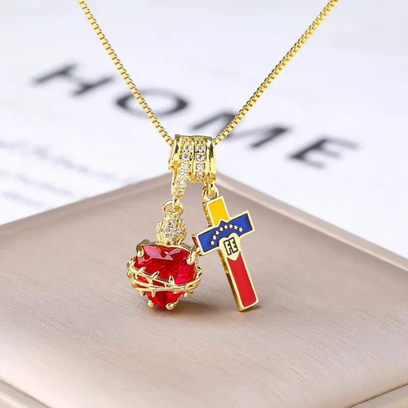 Chelsea Kette – Herz mit Dornenkranz, Krone und FE-Kreuz