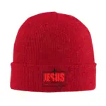 Rote Jesus Is King Beanie mit Kreuz – Farbvariante Rot