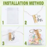 Anleitung zum Zusammenstellen der Lebensbaum-Gastgeschenke mit Beutel, Anhänger und Schnur