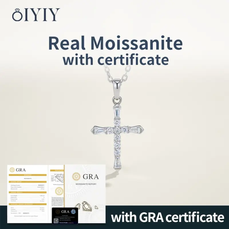 OIYIY Moissanit Kreuzkette – GRA-Zertifikat laut Anbieter