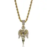 Engel Kette Iced Out in Goldoptik mit Zirkonia