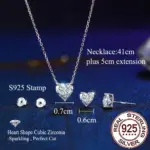 Herz Halskette und Ohrstecker aus 925 Sterling Silber – QooLady Set