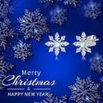 Huitan Schneeflocken-Ohrstecker auf blauer Weihnachtsgrafik Merry Christmas