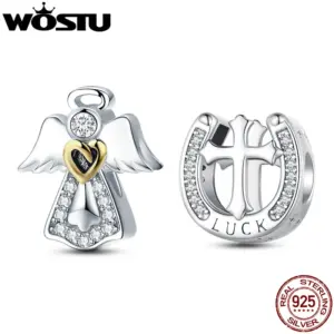 WOSTU Kreuz & Schutzengel Charm 925 Silber – Hauptansicht