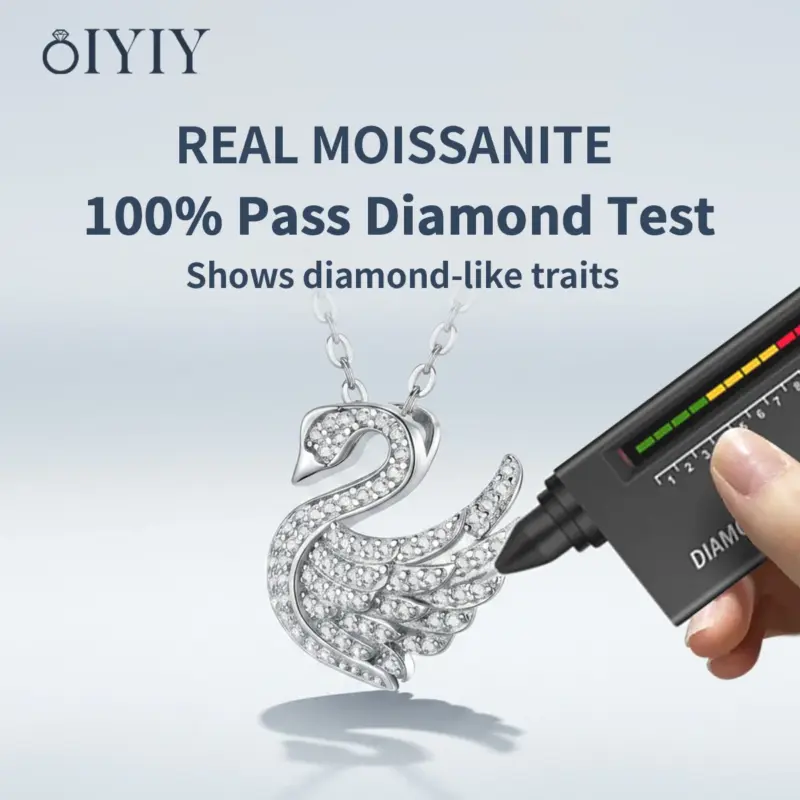 OIYIY Moissanit Schwan-Kette – Diamanttester-Darstellung laut Anbieter