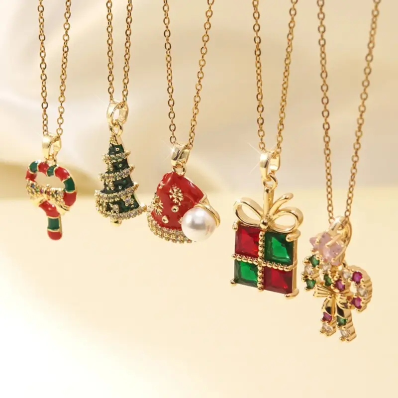 DoreenBeads Weihnachtsketten Damen – Geschenk, Tannenbaum, Mütze und Schleife