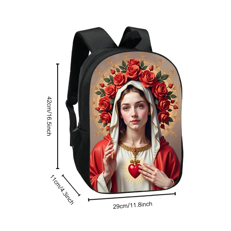 COOLOST Marien-Rucksack mit Maßgrafik: ca. 42 cm hoch, 29 cm breit und 11 cm tief