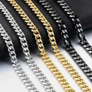 Panzerkette aus Edelstahl in Silber, Gold und Schwarz