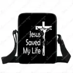 Fantasy Valley Umhängetasche mit weißem Kruzifix und Jesus Saved My Life Schriftzug