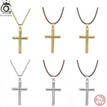 ORSA JEWELS Variantenübersicht: Gold- und Silberkreuz mit Seilkette, brauner und schwarzer Kordel