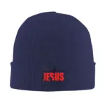 Königsblaue Jesus Is King Beanie mit Kreuz – Farbvariante Königsblau