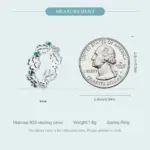 Lieferanten-Maßgrafik BAMOER SCR859 mit Ringband-Angabe ca. 0,6 cm und Mustergewicht 1,6 g; Münze als Vergleich