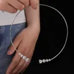 BXINY Moissanit Herz-Choker in Silberfarben – offene Halsreif-Form