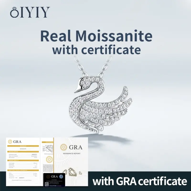 OIYIY Moissanit Schwan-Kette – GRA-Zertifikat laut Anbieter
