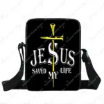 Fantasy Valley Jesus Saved My Life Tasche mit goldfarbenem Kreuz und weißem Jesus-Schriftzug