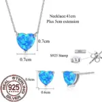 QooLady Damen Schmuckset 925 Sterling Silber – Halskette mit blauem Herzanhänger