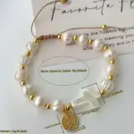 Perlenarmband mit Kreuz – Maße 16 bis 26 cm und Gewicht 16 g