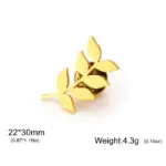 Goldfarbene Cazador Olivenzweig-Brosche mit Maßangabe 22 × 30 mm und Gewicht ca. 4,3 g