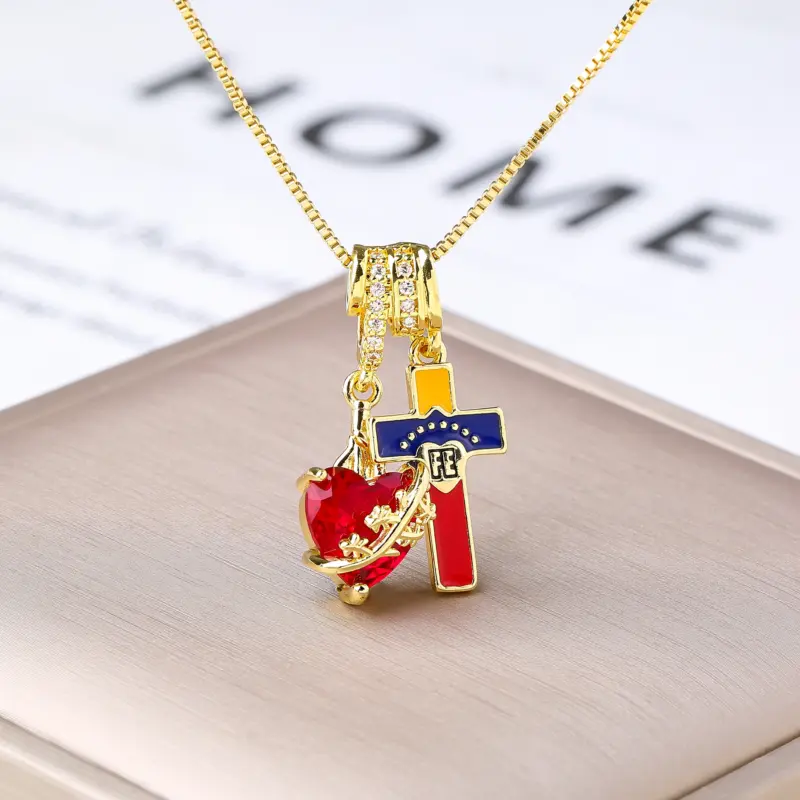 Chelsea Kette – Herz mit Blütenzweig und FE-Kreuz