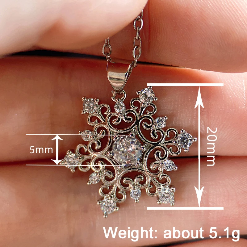 Huitan Schneeflocken-Kette – Anhänger ca. 20 mm, ca. 5,1 g laut Anbieter