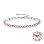 QooLady Tennisarmband Damen aus 925 Silber mit rosa Zirkonia