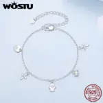 WOSTU Schutzsymbol Armband Damen – Silber mit Zirkon und Kristall