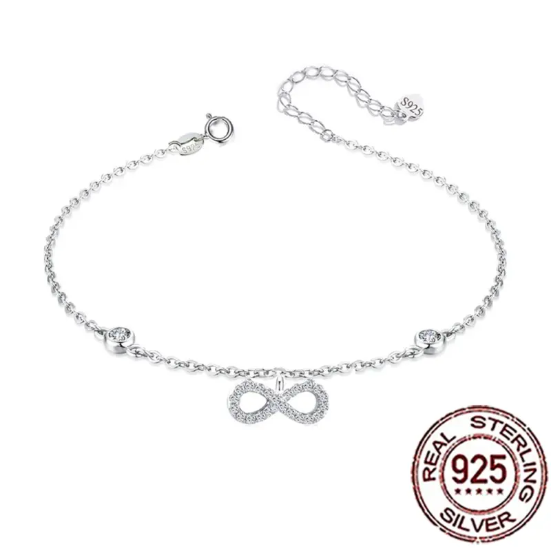 kf-Saa721bc33ff340e5b222ad04ffa0ce76H QooLady Unendlichkeits Armband aus 925 Silber mit Zirkonia