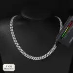 ESKEEM Moissanit Cuban Chain 8 mm – silberfarben