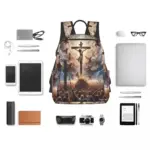 Christlicher Jesus-Rucksack mit Beispielgegenständen zur Größenanschauung, Zubehör nicht im Lieferumfang