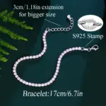 QooLady Damenarmband mit rosa Cubic Zirkonia – Detailansicht