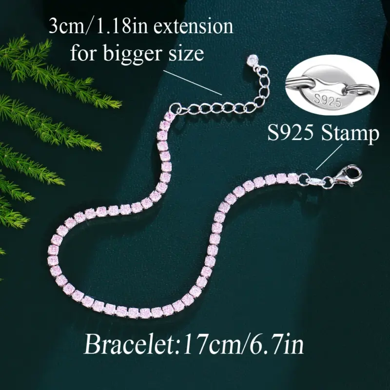 QooLady Damenarmband mit rosa Cubic Zirkonia – Detailansicht