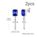 VNOX blaue Kreuz-Ohrhänger im Paar – 2 Stück, ca. 29 mm lang und 8,6 mm breit