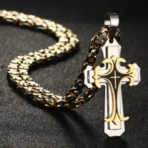 DIYALO Lilienkreuz-Königskette in Gold- und Silberoptik auf dunklem Hintergrund