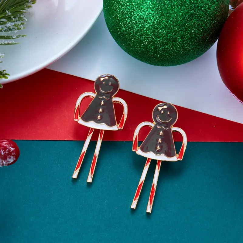 Zusätzliche Originalabbildung der RINHOO FRIENDSHIP Weihnachtsohrringe mit Lebkuchenmotiven