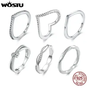 WOSTU 925 Sterling Silber Damenringe in sechs verschiedenen schmalen Designs als Herstellerübersicht