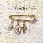 Marien Brosche mit Kreuz als christliches Gastgeschenk zur Taufe