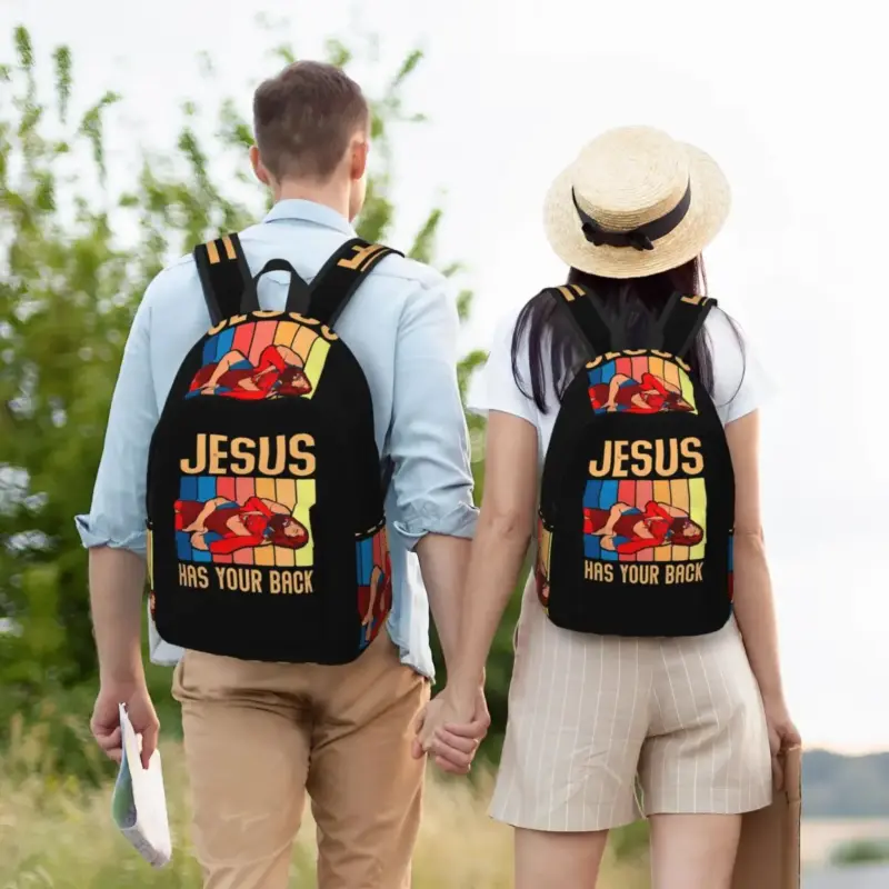 Jesus Rucksack mit Jiu-Jitsu-Motiv – Detailansicht