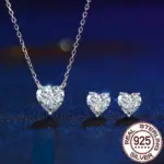 QooLady Herz Schmuckset 925 Silber – Kette und Ohrstecker