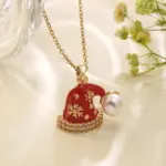 DoreenBeads Weihnachtskette – Weihnachtsmütze mit Perle