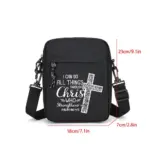 Größengrafik der schwarzen christlichen Tasche mit ca. 23 cm Höhe, 18 cm Breite und 7 cm Tiefe